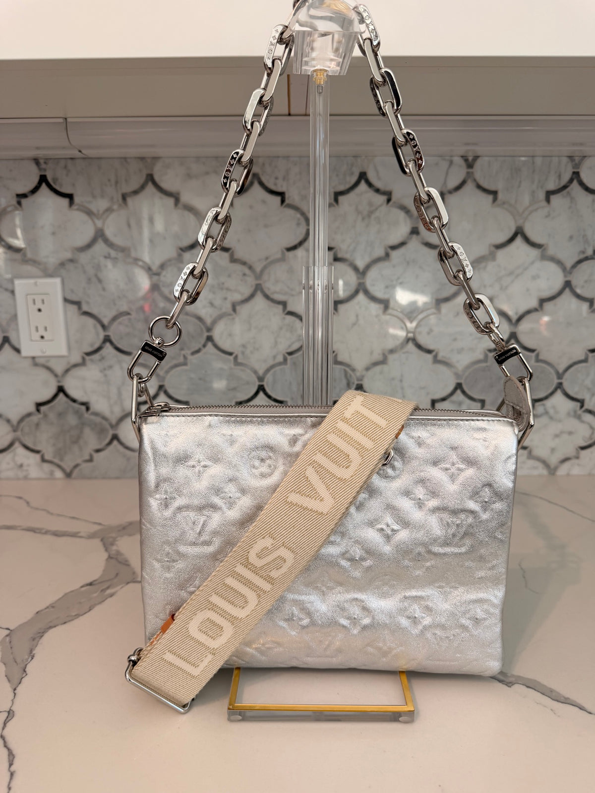 Louis Vuitton Coussin PM Silver Metallic Lambskin