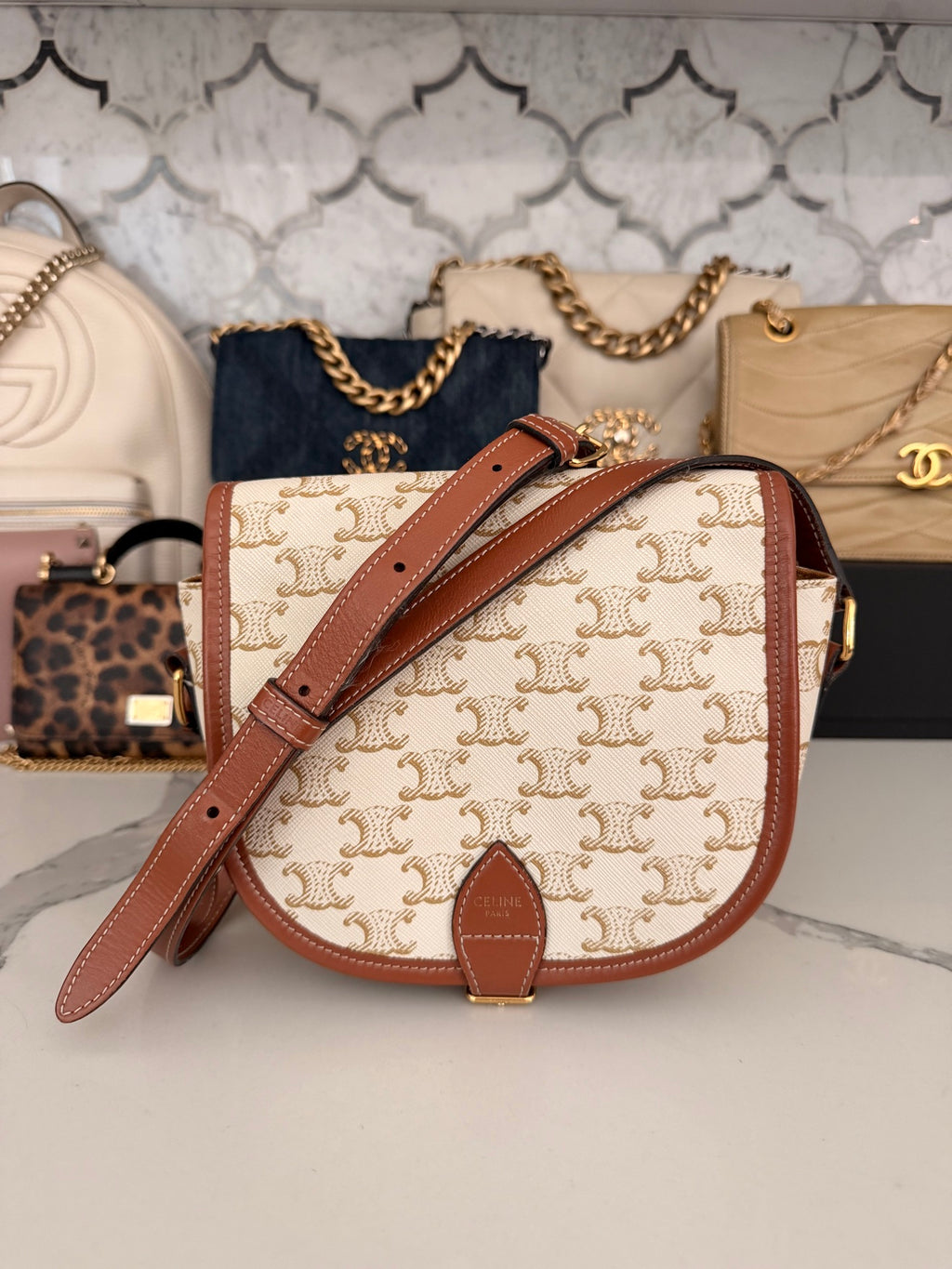 Celine Folco Medium Triomphe Canvas Messenger Bag