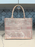 Dior Book Tote Medium — Pink Toile de Jouy Embroidery