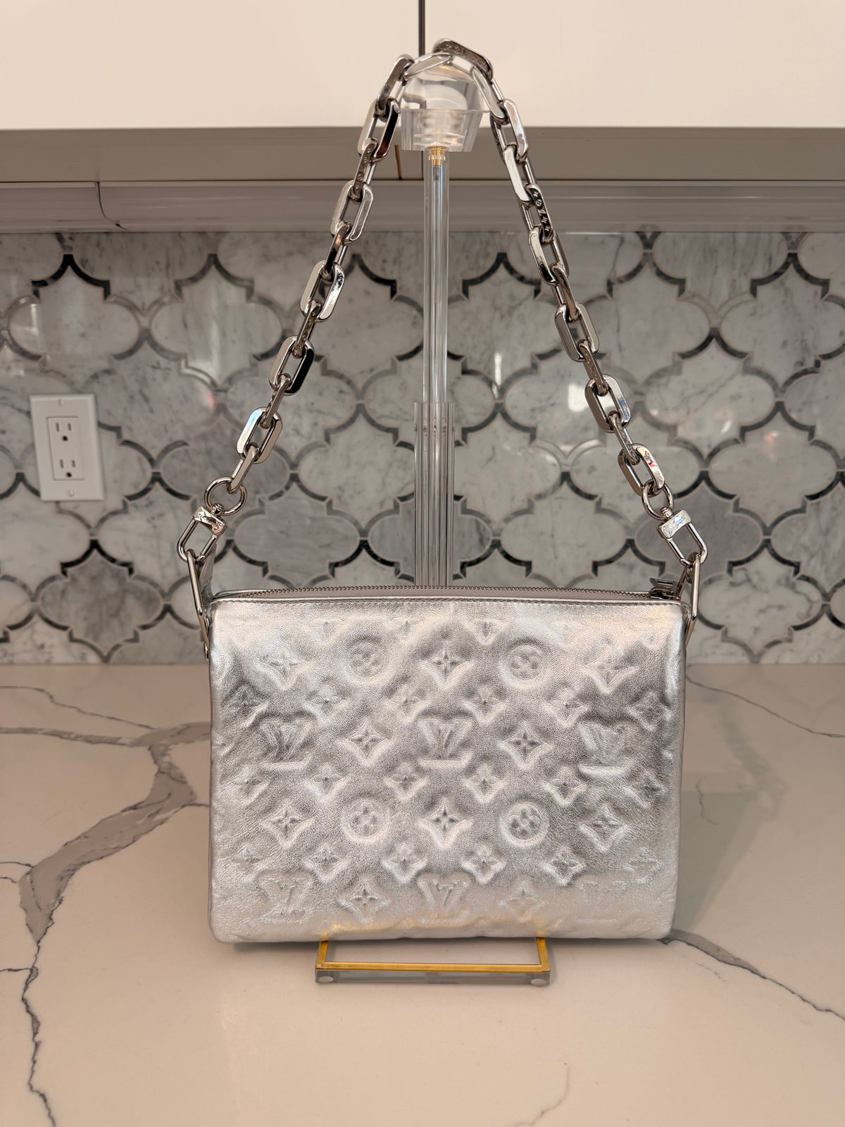 Louis Vuitton Coussin PM Silver Metallic Lambskin