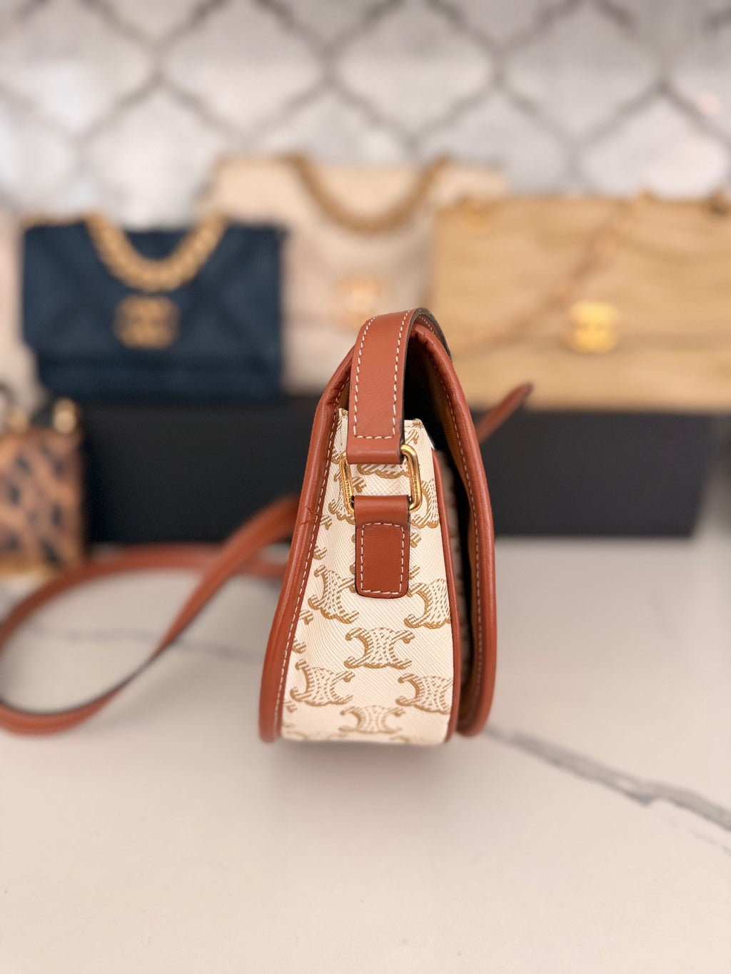 Celine Folco Medium Triomphe Canvas Messenger Bag