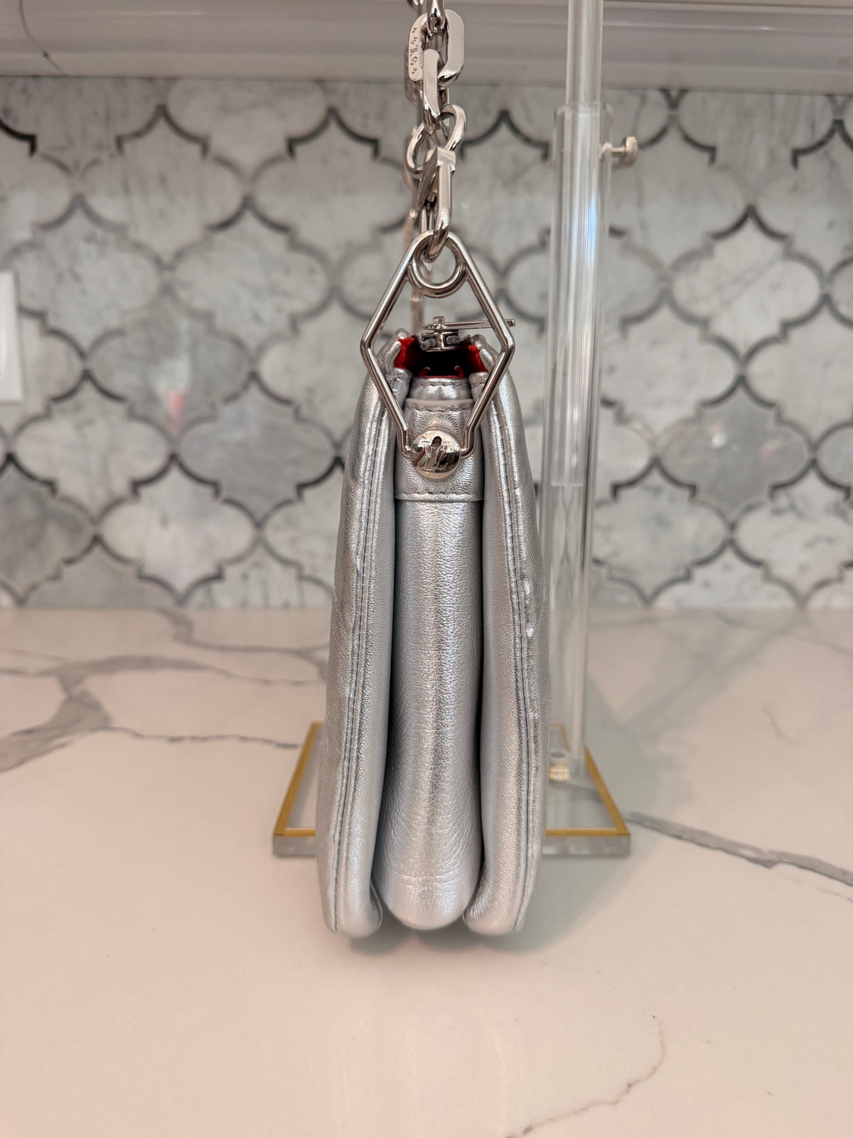 Louis Vuitton Coussin PM Silver Metallic Lambskin