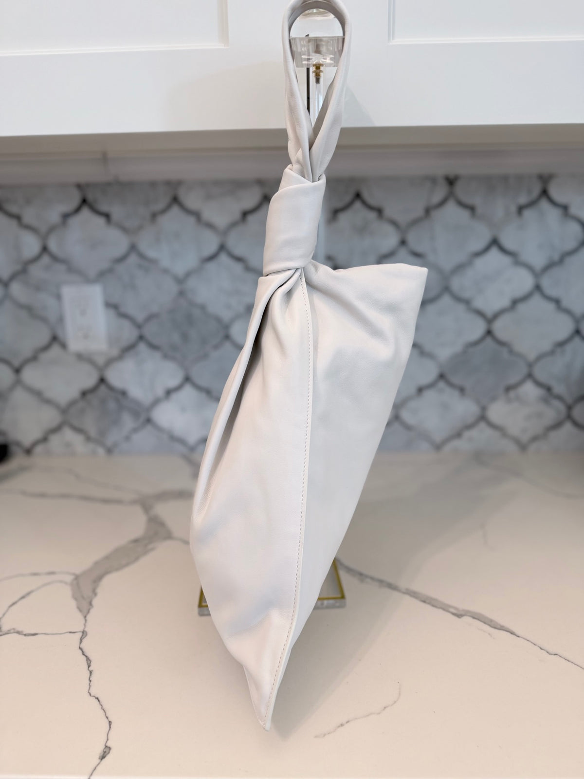 Bottega Veneta Twist Bag — White Leather with Knot Handle