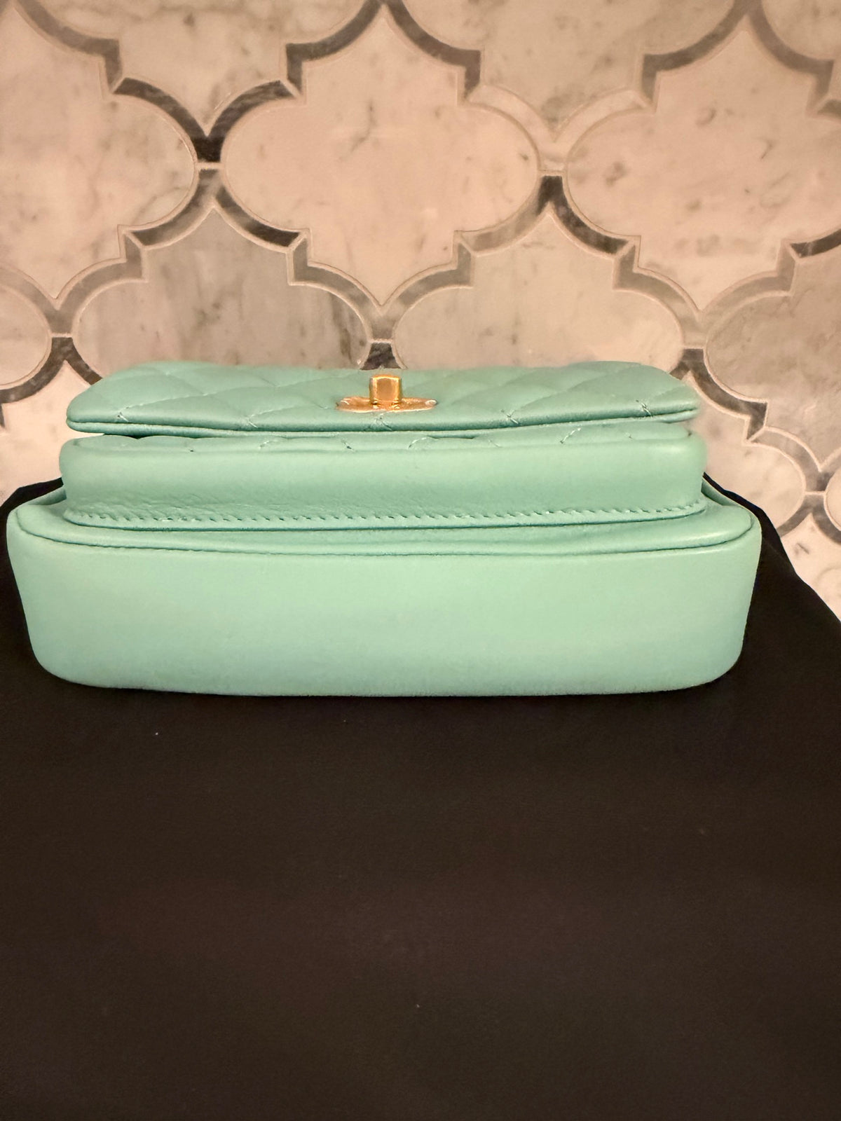Chanel "Day Trips" Mini Flap Bag with Top Handle — Light Green 20C