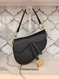 DIOR Black Saddle Shoulder Bag with Gold D Charm
